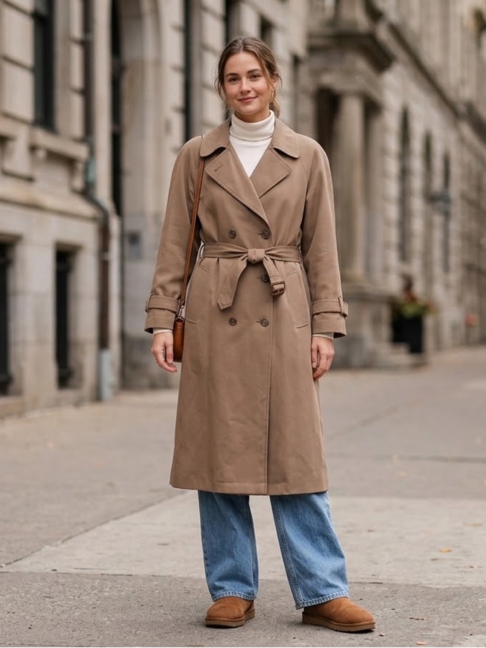 Vintage Julia Klein Camel Double-Breasted Trench Coat